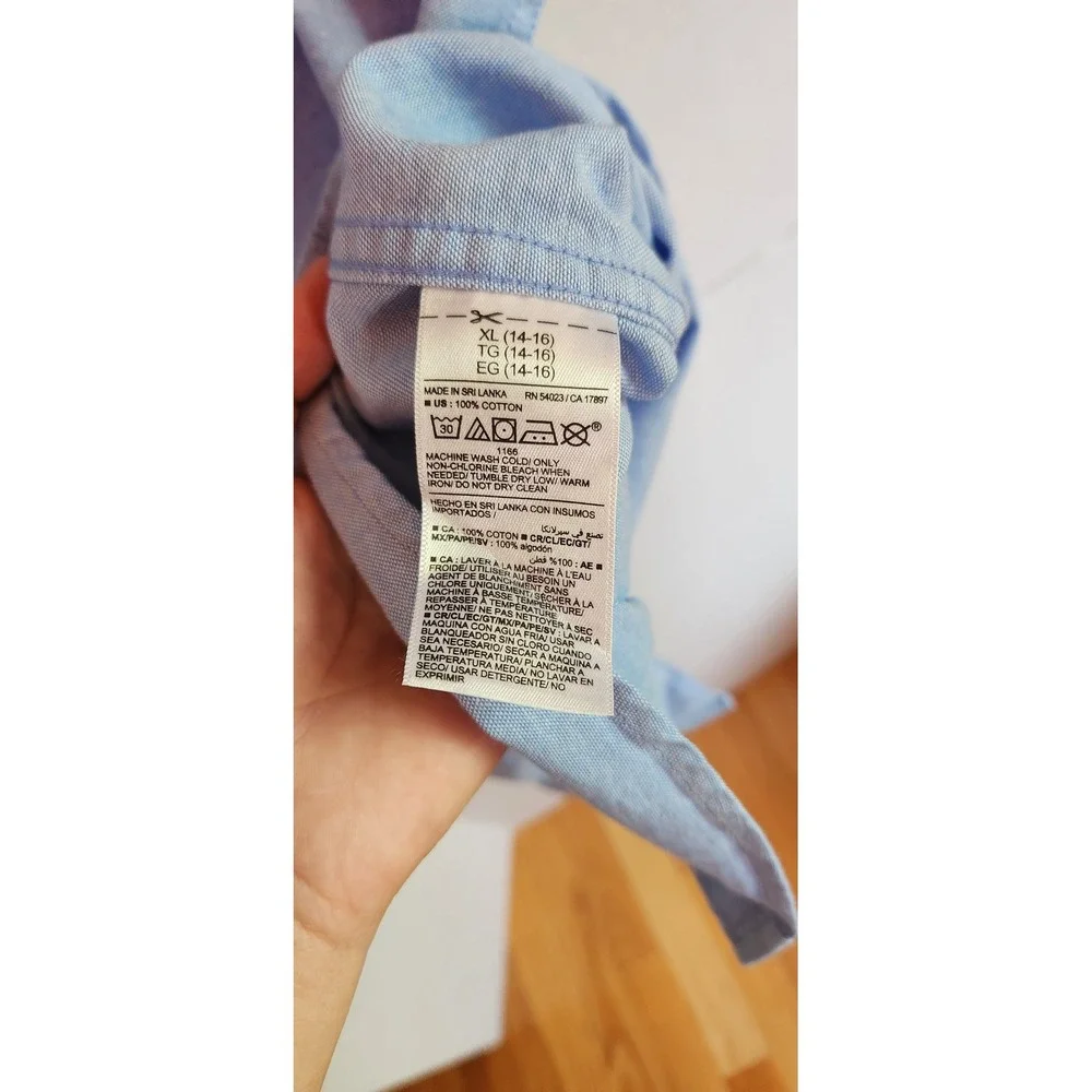 Old Navy Boys Light Blue Oxford Short Sleeve Button Down Shirt Size XL 14-16 NWT